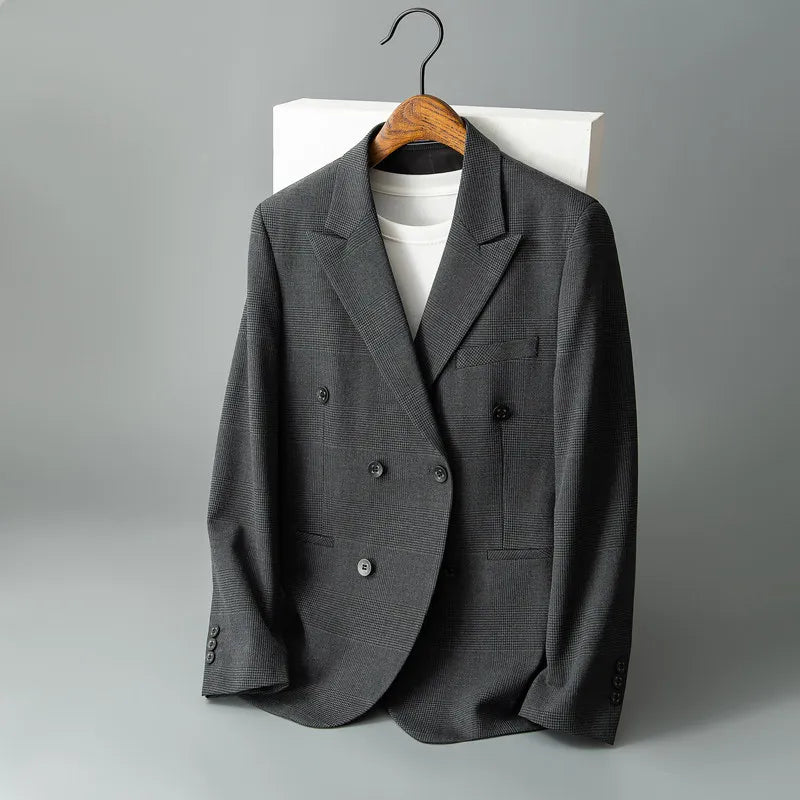 2026 New Autumn And Winter Men'S High-Quality Comfortable Suit Thicken Casual Plaid trench coat men Double-Breasted Suit Jacket