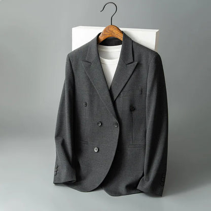 2026 New Autumn And Winter Men'S High-Quality Comfortable Suit Thicken Casual Plaid trench coat men Double-Breasted Suit Jacket