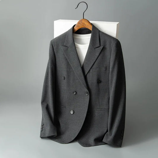 2026 New Autumn And Winter Men'S High-Quality Comfortable Suit Thicken Casual Plaid trench coat men Double-Breasted Suit Jacket