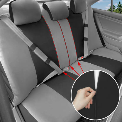 AUTOKING Universal Car Seat Covers Set Breathable Polyester Front Rear Covers with Steering Wheel & Seatbelt Pads Fits Most Car