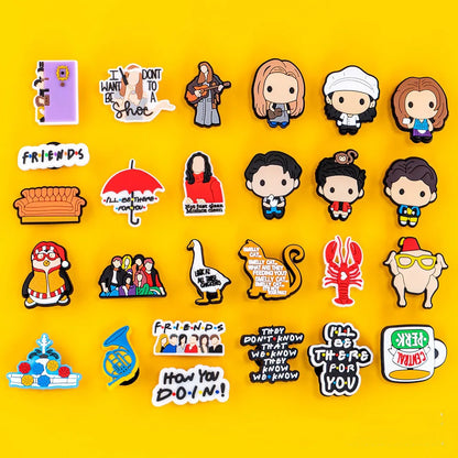 13-100pcs Old Friends Shoe Charms Accessories Cartoon Clog Sandal Shoe Buckle Decorations Children Kids Party Gifts