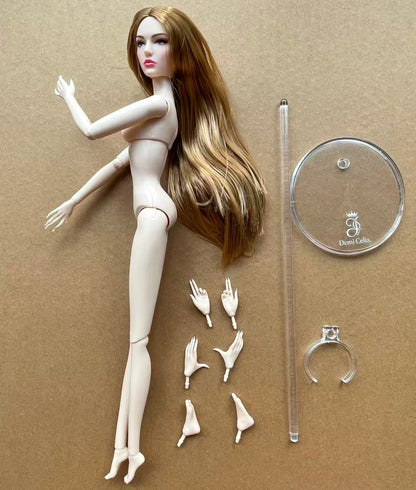 1/6 Female Super Model DC Doll Head Body Figure With Good Makeup Heads With 2 Pairs Hands 1 Feet and Clear Doll Stands