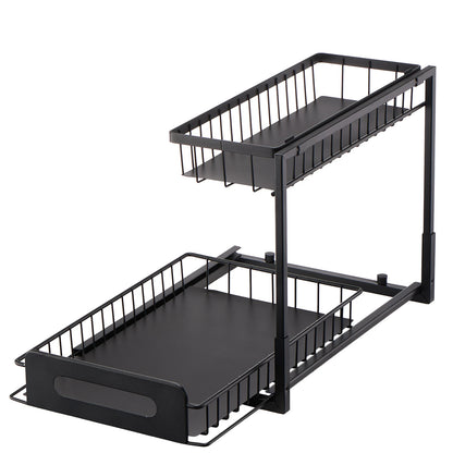SucceBuy 2Tier Pull Out Cabinet Organizer Under Sink Organizer Slide Out Drawer Cabinet Organizer Sliding Storage Shelf