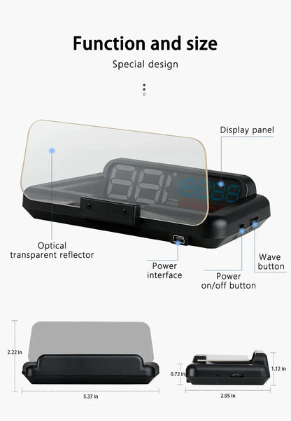 C500 BLUE OBD /T900 GPS HUD Gauge Display Car Head Up Display LCD Car Turbo Gauge Digital Odometer Universal Speed On-board Comp