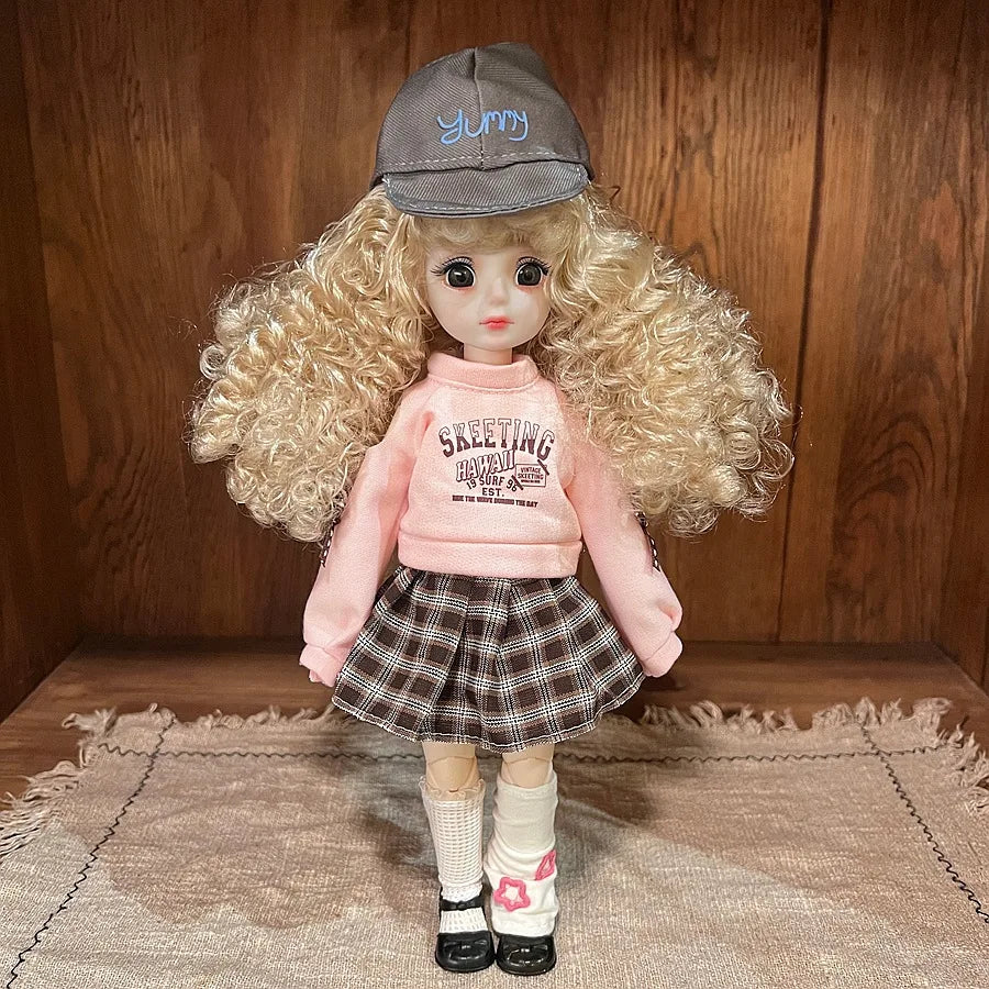 30cm 1/6 Fashion Girls Dress Up Doll Movable 20 Joints Cute Sweet Face Festival Gift with Clothes Shoes BJD Princess Doll Toy