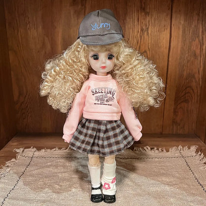 30cm 1/6 Fashion Girls Dress Up Doll Movable 20 Joints Cute Sweet Face Festival Gift with Clothes Shoes BJD Princess Doll Toy
