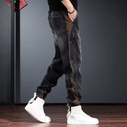 High end workwear jeans for men in autumn and winter, trendy brand, rugged and handsome pants, American style, personalized desi