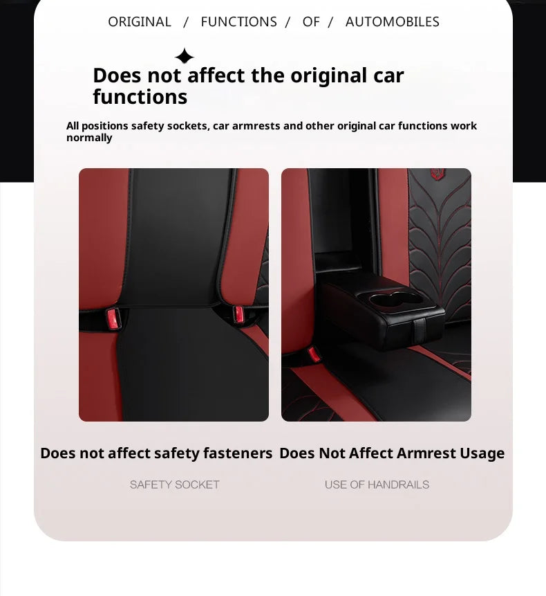 Five-seat universal car seat covers, available in multiple colors, durable and easy to install, suitable for most vehicles.