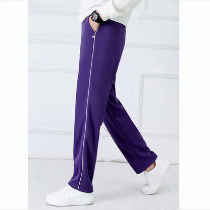 Purple Unisex New Track Pants Casual Sweatpants Mens Striped Bastic Trousers Straight Pants Joggers Simple Work Pants