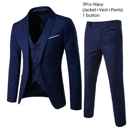 Elegant Men Suits 3 Pieces 2 Blazers Sets Wedding Jackets Vest Pants  Classic  2025 Formal Coats Korean Costumes