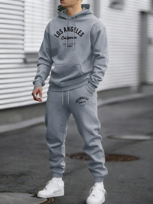 Famous Usa City Of California Print Tracksuit Men Street Pants Fashion Hoodies Fleece Loose Clothes Unisex Autumn Warm Top