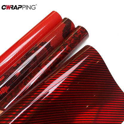 Red Series Wrap Vinyl Car Wrapping Film Bubble-free Vehicle Decoration PET Waterproof External Car Stickers Carbon Fiber Glossy