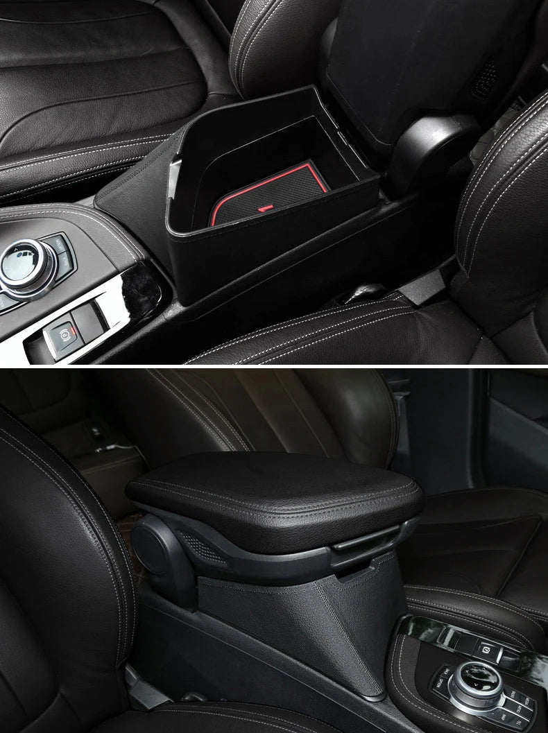 LHD Car Central Seat Armrest Box Console Storage Container Organizer Tray Interior For BMW X1 F48 X2 F39 2016-21 Car Accessories