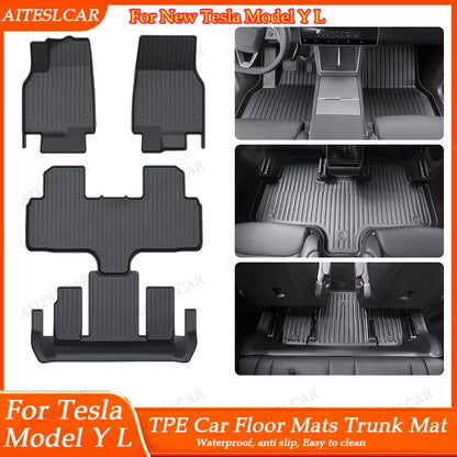 Custom TPE Car Floor Mats For Tesla Model YL Full Coverage Waterproof Anti-slip Durable All Weather Auto Foot Liners Car Interio