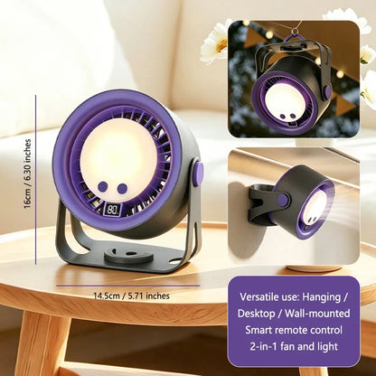 Lenovo Silent Turbo Desk Fan Wall Mounted Fan High Speed Rechargeable RGB Night Light Remote Control for Home Outdoor Kitchen