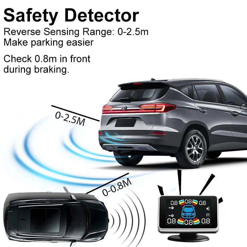 22mm Reversing Radar LED Parking Sensor Kit 6/8 Probes Multi Language Alarm Indicator 12 Colors Universal Auto Safety Accessorie
