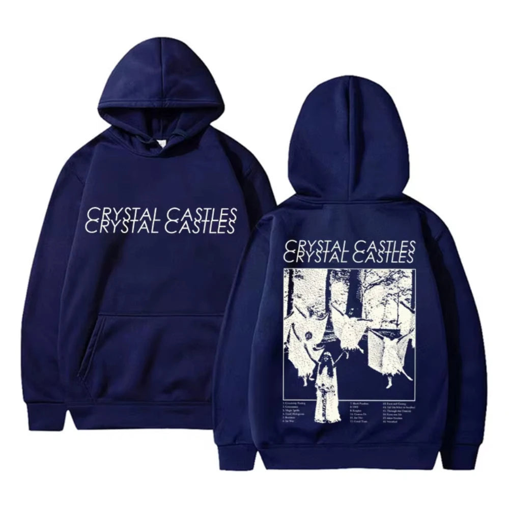 Vintage Crystal Castles Band Hoodies Men Women Gothic Punk Rock Hooded Sweatshirt Male Fashion Loose Oversized Pullover Hoodies