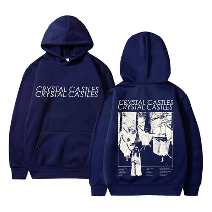 Vintage Crystal Castles Band Hoodies Men Women Gothic Punk Rock Hooded Sweatshirt Male Fashion Loose Oversized Pullover Hoodies