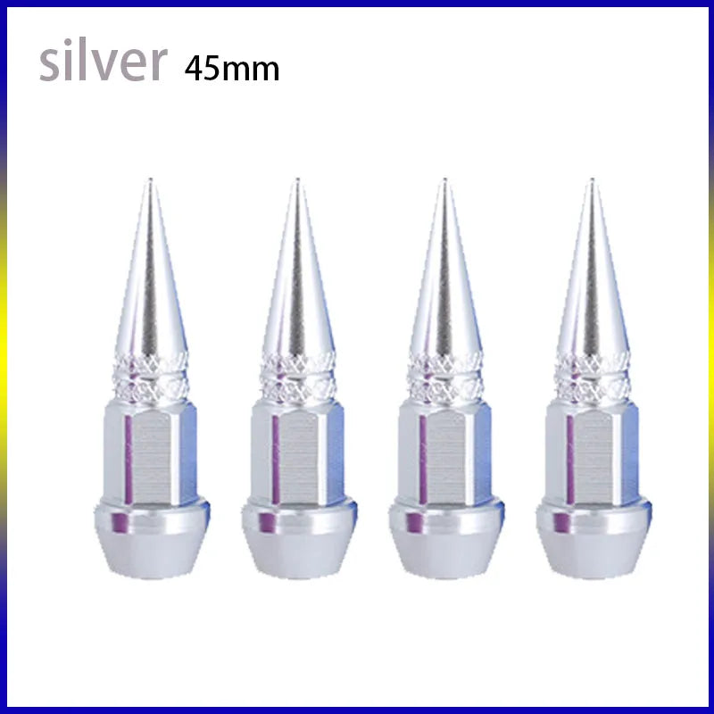 4pcs 45mm 60mm Universal Car Tire Valve Stem Cap Wheel Rim Stem Spike Shaped Dust-proof Air Metal Cap Cover for Motorcycle