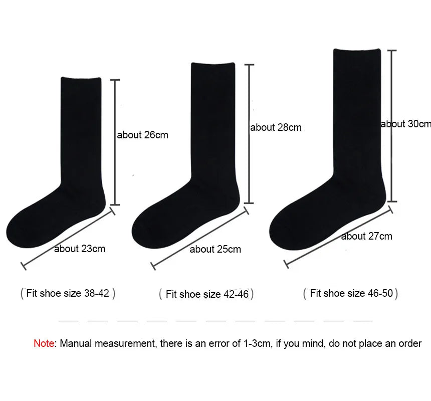 6 Pairs Large Men's Cotton Office Socks Long Solid White Black Mid-Calf Business Formal Sock Casual Plus Size 45 46 47 48 49 50