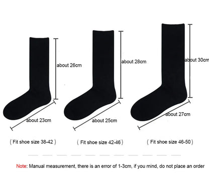 6 Pairs Large Men's Cotton Office Socks Long Solid White Black Mid-Calf Business Formal Sock Casual Plus Size 45 46 47 48 49 50
