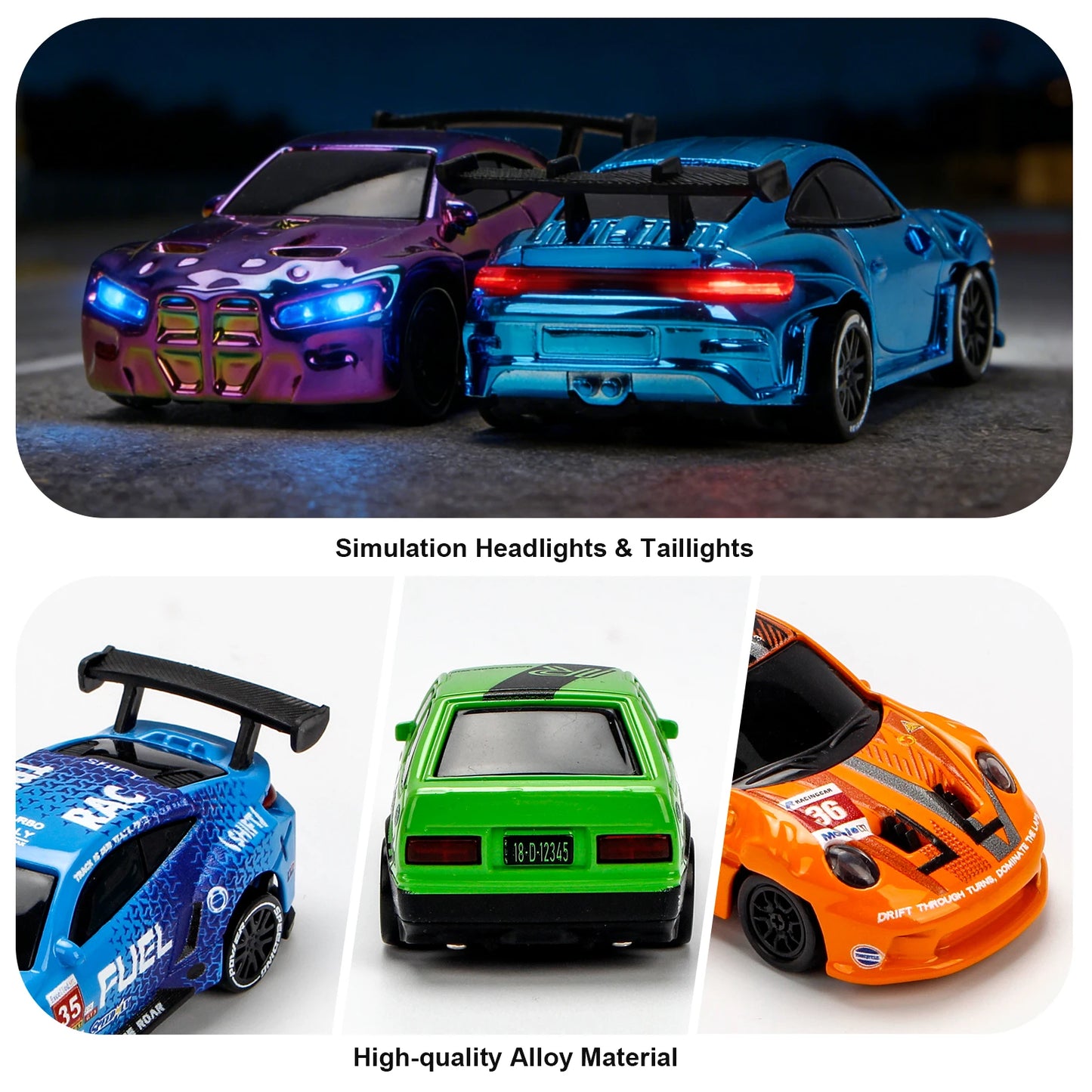 1/64 High Speed Drift RC Car with Light 2.4G 4WD Remote Control Car Mini Racing Model Cars Desktop Full Proportion Cars Gifts