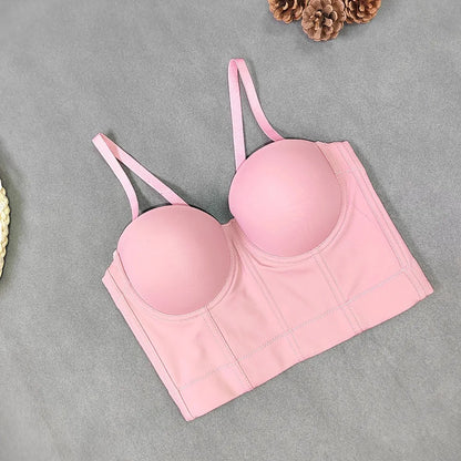 SXTHAENOO Summer 8 colors Fashion Mesh Push Up Bralet Women's Corset Simple Bustier Bra Night Club Party Sexy Cropped Top Vest