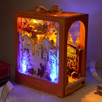 DIY Miniature Booknook Doll House 3D Wooden Puzzle Bookshelf Insert for Dollhouses Perfect For Friends Birthday Christmas Gifts