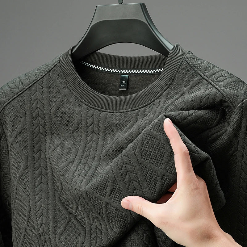 New Best-selling Fashion Men's Fried Dough Twists Shape Warm Top Long Sleeve Sweater Outdoor Office Round Neck