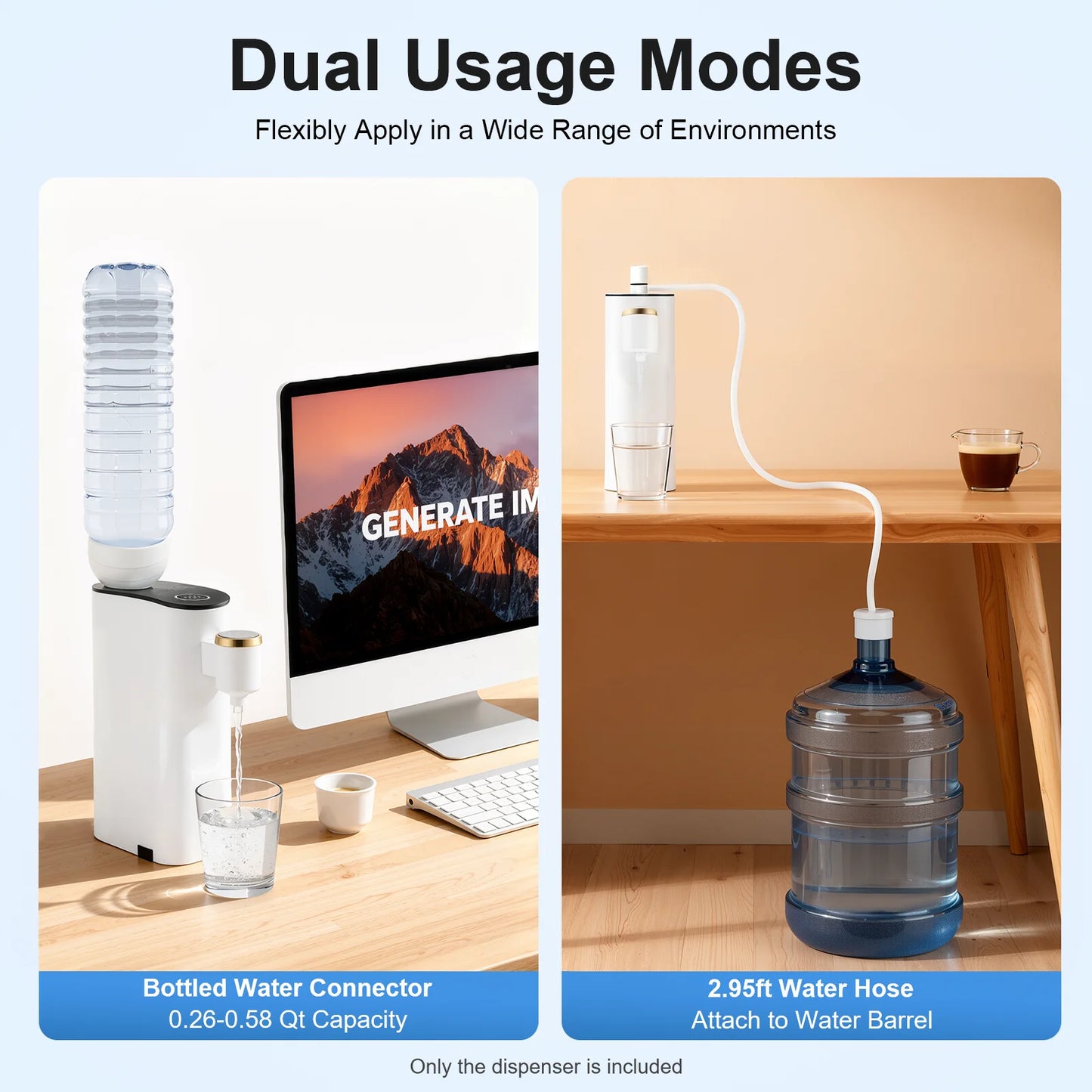 White Instant Hot Water Dispenser 5 Temperature Settings 1500W LED Display Portable Water Warmer 3 Usage Modes Countertop Baby Bottle Warmer Formula Maker Mineral Bottled Water Dispenser US Three pin Plug