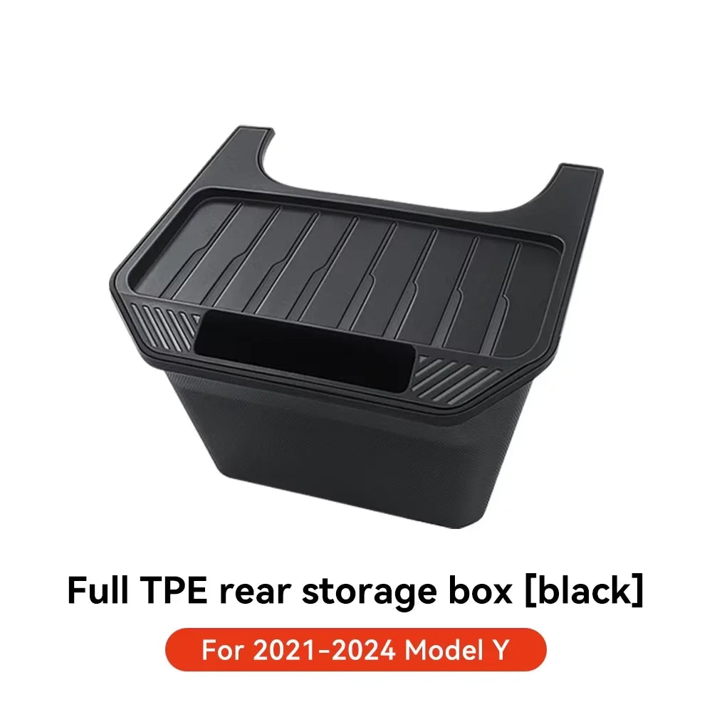 YZ For Tesla Model 3 Higland Y Juniper 2026 Rear Trash Can Storage Box With Cover Car Speical Organizer Umbrella Box Accessories