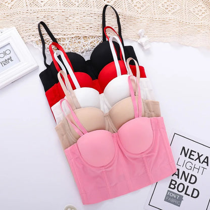 SXTHAENOO Summer 8 colors Fashion Mesh Push Up Bralet Women's Corset Simple Bustier Bra Night Club Party Sexy Cropped Top Vest