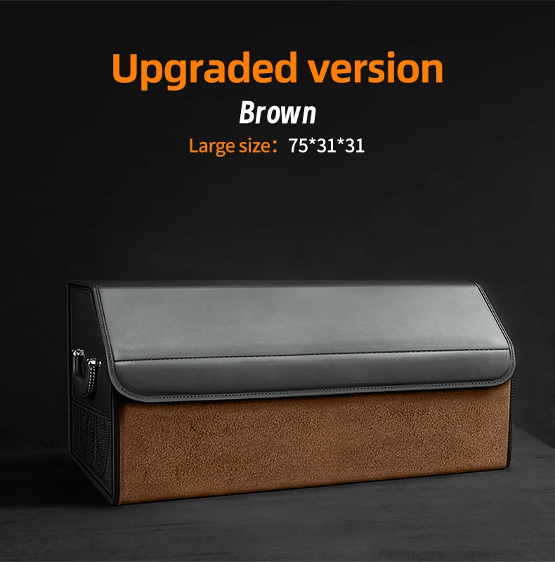 Car Suede Trunk Organizer Large Capacity Leather Foldable Storage Box Portable Multifunctional Tool Organizer Car Accessories