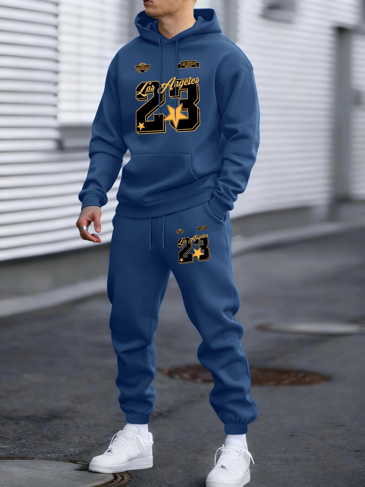 California Los Angeles Number 23 Print Autumn Winter Man Hoody Long Pants Set Fleece Jogging Sweatpant Basic Casual Sweatshirts