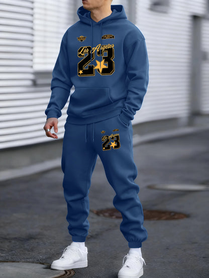 California Los Angeles Number 23 Print Autumn Winter Man Hoody Long Pants Set Fleece Jogging Sweatpant Basic Casual Sweatshirts