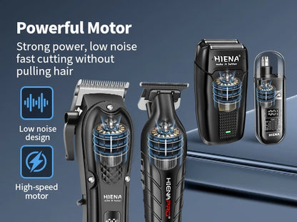 hiena Finish Machine Electric Professional Electric Hair Clippers Beard Clipper Rechargeable Men's Shaver Hair Trimmer Kit