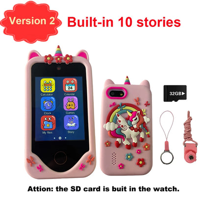 Children Phone Educational Toys 18 Games Musical Toy Baby Mobile Selfie Camera With 32G TF Card Toys for Kids Birthday Gifts
