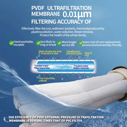 BROVA Super High Flow Rate 15000L Water Purifier 0.01μm PVDF UF System SUS304 Lifespanable Filter Home/Commercial