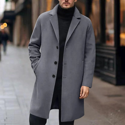 Men Wool Blends Coats Trench Pea Coat 2025 Spring Winter New Solid Color High Quality Men's Wool Jacket Luxurious Brand Clothing
