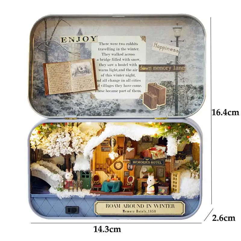9 Styles Box Theatre DIY Wooden DollHouses Miniature Box Doll Houses 3D Puzzle Assemble Building Model Kits Toy Birthday Gifts