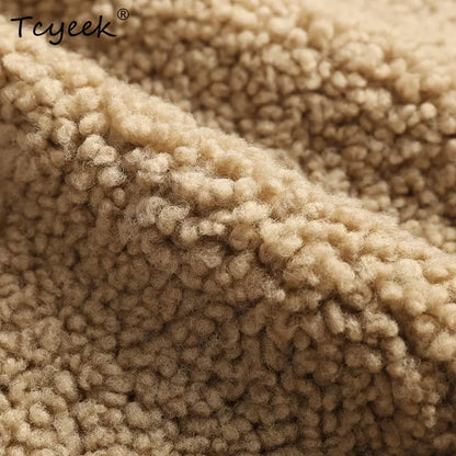 Tcyeek Natural Sheepskin Fur Coat Male Warm Real Leather Jacket Men Winter Clothes Lamb Wool Coats Hoodie 2025 Куртка Мужская