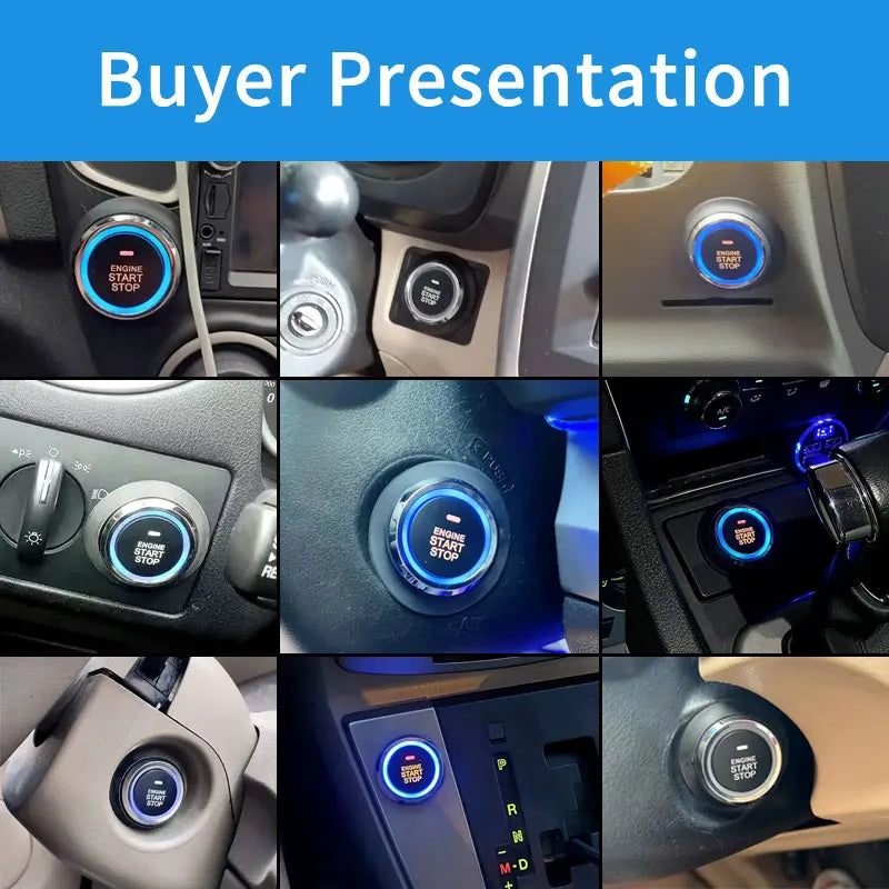 12V Universal Car Alarm System with Keyless Entry Mobile App Controlled Keyless Entry Start Stop Button Two Remote Controls