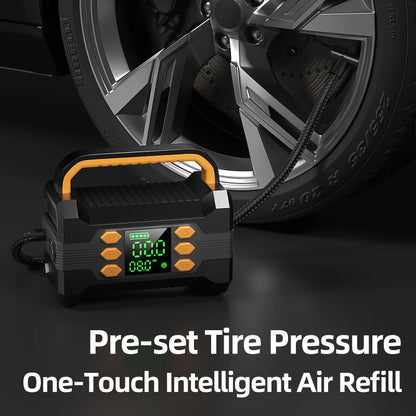 FHKJ 5-in-1 Car Jump Starter Air Pump Compressor Power Bank Starting Device Portable Battery Boosters Car Roadside Emergency Kit