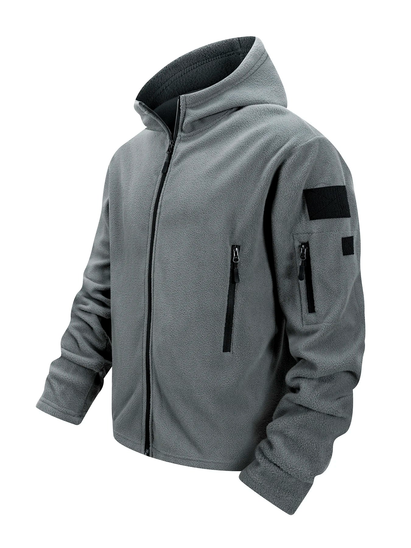 Men's Tactical Fleece Jacket Full Zip Hooded Coat Warm Casual Hoodies Camping Hiking Running Jogger Sports Jacket Men Streetwear