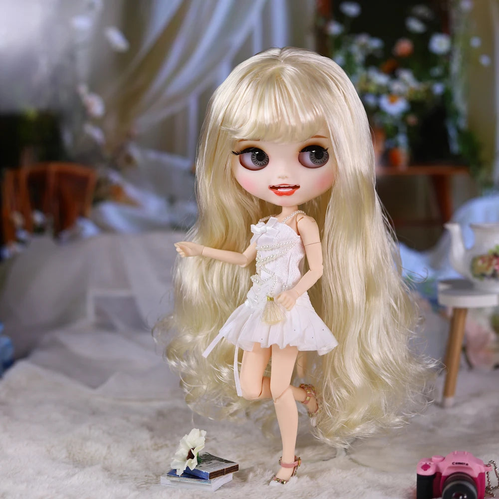 ICY DBS Blyth doll 30cm white skin, curly hair, matte face, various styles of nude dolls and other options, suitable for gift