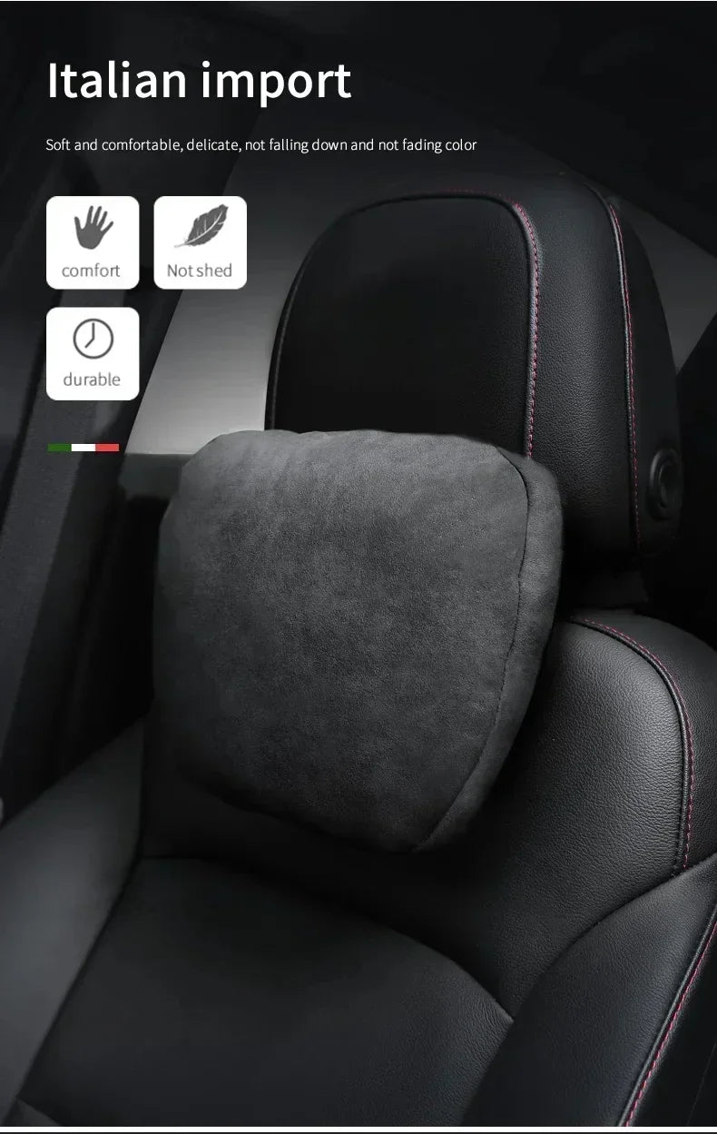Italy Suede Car Neck Rest Pillow For Nissan Sentra Sylphy B17 B18 Seat Head Neck Support Cushion Auto Interior Accessories