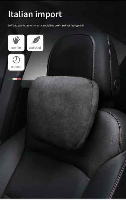 Italy Suede Car Neck Rest Pillow For Nissan Sentra Sylphy B17 B18 Seat Head Neck Support Cushion Auto Interior Accessories