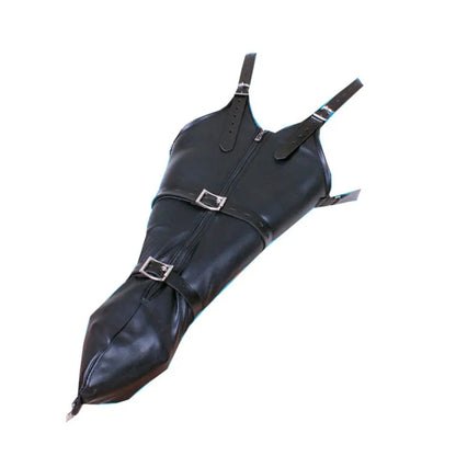 One Arm Binder Bondage Restraint Over Shoulder Straps of Sexy Full Sleeve Leather Glove Zippered Armbinder for Play