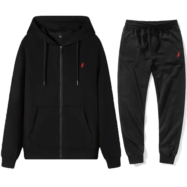 New Men's Autumn and Winter Classic Hoodie and Sweatpants, Suitable for Leisure Fitness, Warm Sports Set
