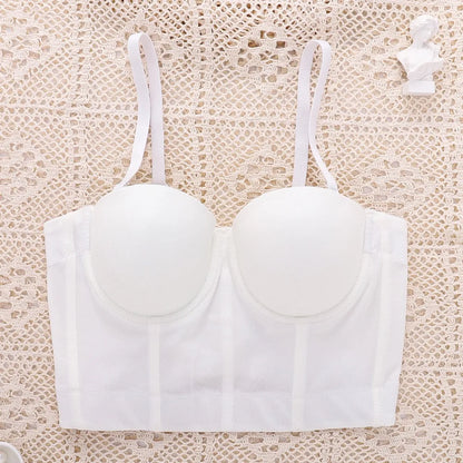 SXTHAENOO Summer 8 colors Fashion Mesh Push Up Bralet Women's Corset Simple Bustier Bra Night Club Party Sexy Cropped Top Vest